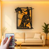 Arte de metal personalizado de atletismo | Cartel de nombre de atleta con luces LED | Decoración moderna para gimnasio y dormitorio