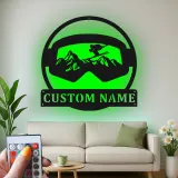 Panneau LED de ski personnalisé | Art mural en métal de skieur avec lunettes | Décor de chalet et cadeau unique pour les amateurs de ski