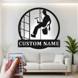 Décoration murale en métal personnalisée pour nettoyeurs de vitres avec rétroéclairage LED - Cadeau unique pour nettoyeurs - Décor mural de bureau