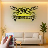 Custom Crab Led Light Metal Wall Art Personalized Coastal Gift for Beach Lovers Nautical Decor for Beach House