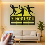 Custom Handball Player Led Light Metal Wall Art Personalized Sports Gift for Athletes Game Room Decor