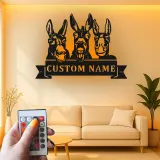Insegna in metallo LED Donkey Trio Personalizzata Regalo per Fattoria Decorazione Casa Rustica
