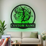 Insegna in metallo personalizzata con note musicali e farfalla luce LED regalo per amanti della musica decorazione per camera da letto o studio