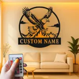 Custom Eagle Led Light Metal Wall Art Personalized Gift for Nature Lovers Office or Living Room Decor