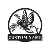 Insegna in metallo personalizzata con uccello e fiori e luce LED regalo per amanti della natura decorazione per camera da letto o soggiorno