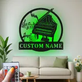 Panneau piano personnalisé avec LED | Décoration murale en métal sur mesure pour salle de musique | Déco silhouette piano à queue | Cadeau pour pianiste