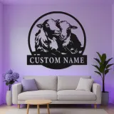 Insegna LED Personalizzata con Agnelli | Arte in Metallo Personalizzata | Decorazione per Fattoria di Pecore per Nursery o Regalo per Casa Rustica