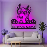 Décoration murale en métal personnalisée avec chien Boxer et rétroéclairage LED - Cadeau pour les amoureux des animaux, décoration pour salon ou espace pour animaux