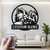 Custom Wolf Led Light Metal Wall Art Personalized Gift for Nature Lovers Rustic Cabin Decor