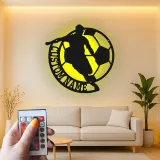 Insegna LED Personalizzata Calciatore | Insegna in Metallo Personalizzata | Decorazione per Stanza Teen e Regalo per Atleta