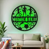 Panneau LED personnalisé pour équipe de football | Décoration murale en métal sur mesure pour filles | Cadeau pour joueuse ou entraîneuse