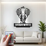 Cartel de metal LED de árbol de elefante personalizado, regalo de vida salvaje, decoración de sala de estar naturaleza