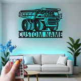 Insegna in metallo LED personalizzata a tema camion ribaltabile per appassionati di costruzione, regalo per garage o ufficio