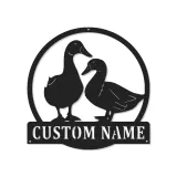Insegna in metallo LED personalizzata con coppia di anatre - Regalo per fattoria, decorazione rustica per cucina o giardino