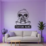 Custom Sloth LED Sign | Metal Wall Art | Kids Room & Nursery Decor | Funny Pizza Lover Gift Idea