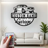 Individuelles LED-Schild für klassische Autos | Personalisierte Garagen-Dekoration | Illuminierte Kunst für Männerhöhlen | Vintage-Auto-Geschenk für Männer