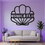 Personalisierte Muschel-Metallschild mit LED | Personalisierte maritime Wandkunst | Dekoration für Strandhäuser & Küstengeschäfte