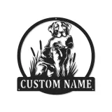 Arte da Parete in Metallo Personalizzata Labrador Retriever | Silhouette di Cani da Caccia LED | Regalo Personalizzato per Cacciatori e Decorazione per Baita