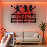 Insegna per Giocatore di Lacrosse Personalizzata | Arte in Metallo LED Personalizzata | Decorazione per Camera di Atleta | Regalo per Squadra di Lacrosse