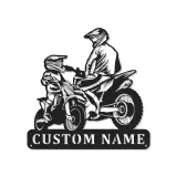 Custom Motocross Riders Led Light Metal Wall Art Personalized Gift for Dirt Bike Enthusiasts Man Cave Decor