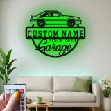 Custom Car Garage Led Light Metal Wall Art Personalized Gift for Car Enthusiasts Garage Decor Sign