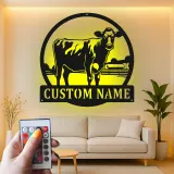 Insegna in metallo LED personalizzata Fattoria di Mucche - Regalo per Agricoltori, Decorazione Rustica per Fienile 2