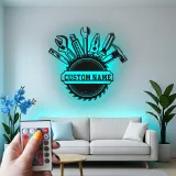 Décoration murale en métal LED personnalisée pour bricoleur - Cadeau pour garage et atelier