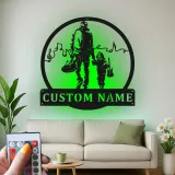 Panneau Métallique Personnalisé pour Musicien Papa et Fils | Art Mural LED de Guitare | Cadeau de Fête des Pères Personnalisé pour Amateurs de Musique