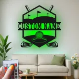 Insegna da golf personalizzata con luce LED | Arte con nome in metallo su misura per parete | Decorazione per home bar e sala giochi | Regalo per golfista