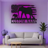 Décoration murale en métal personnalisée Elephant Family avec rétroéclairage, cadeau personnalisé pour les amoureux de la faune