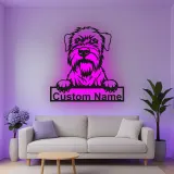 Décoration murale en métal personnalisée avec chien terrier et rétroéclairage LED - Cadeau pour amoureux des animaux