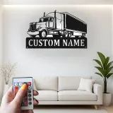 Insegna in Metallo per Camion Personalizzata | Arte da Parete LED Big Rig | Decorazione Realistica per Rimorchio Trattore | Regalo per Camionista