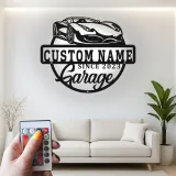 Custom Sports Car Garage Led Light Metal Wall Art Personalized Gift for Car Enthusiasts Man Cave Decor 1