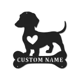 Décoration murale en métal LED personnalisée pour les amoureux des chiens - cadeau pour les propriétaires de teckels pour le salon