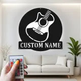 Letrero LED de guitarra personalizado | Decoración mural de metal personalizada para músicos | Decoración para estudio y sala de música con nombre