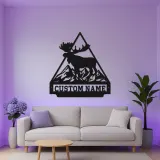Cartel LED de alce macho | Decoración personalizada de cabaña de montaña | Arte mural rústico de vida salvaje | Regalo premium para amantes de la naturaleza