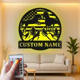 Panneau personnalisé avec cheval LED | Art en métal personnalisé pour ferme et ranch | Cadeau pour amoureux des chevaux | Décor mural avec drapeau américain