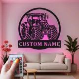 Personalisierte LED-Beleuchtung Metall-Wandkunst für Traktoren – Geschenk für Landwirte, Garage oder Stall Dekor