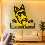 Personalisierte LED-beleuchtete Metall-Wandkunst mit Deutschem Schäferhund – Geschenk für Hundeliebhaber, Wohn- oder Tierbereich