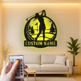 Personalisierte Golf-Schild mit LED-Beleuchtung | Metall-Wandkunst für das Spielzimmer | Golfer Geschenk für Ihn oder Sie