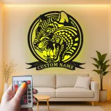 Arte in metallo LED Tigre Ruggente | Insegna personalizzata per Man Cave | Decorazione per sala giochi con nome personalizzato | Luce silhouette animale feroce