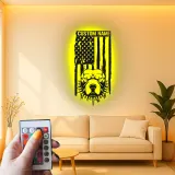 Custom Pitbull American Flag Led Light Metal Wall Art Personalized Dog Lover Gift Patriotic Home Decor