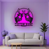 Insegna in metallo LED Donkey Duo personalizzata regalo rustico per la casa