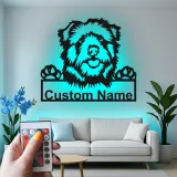 Cartel de metal LED personalizado de perro, regalo para amantes de las mascotas, decoración para salón o entrada 3