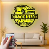 Insegna Garage Challenger Personalizzata | Insegna in Metallo LED | Decorazione per Man Cave per Appassionati di Auto