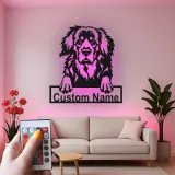 Custom Bernese Mountain Dog Led Light Metal Wall Art Personalized Dog Lover Gift Living Room Pet Decor
