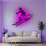 Custom Skier Led Light Metal Wall Art Personalized Skiing Gift for Winter Sports Enthusiasts Game Room Decor 1