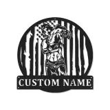 Cartel de metal personalizado con luz LED de culturista y bandera americana, regalo de fitness para entusiastas del gimnasio, decoración de gimnasio en casa