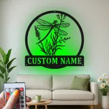 Custom Dragonfly Led Light Metal Wall Art Personalized Nature Lover Gift Garden Room Decor