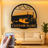 Insegna LED per Camion Personalizzata | Arte in Metallo Big Rig | Regalo per Camionisti e Decorazione Man Cave